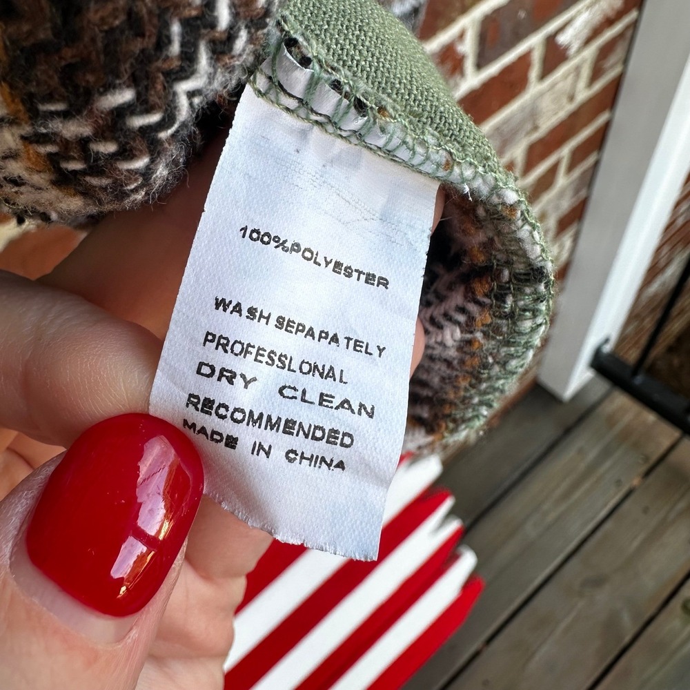 Plaid & Olive‎ Green Shacket Snap Button Lightweight Jacket Layering Oversized - Picture 5 of 7